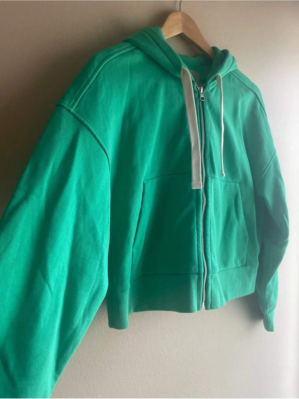 New Everlane Green Full Zip V-Neck Hooded Sweater Size XS - Picture 3 of 13